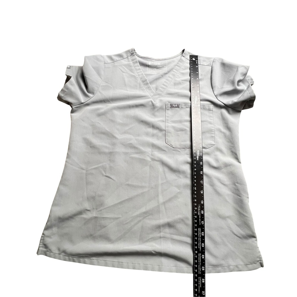 Figs Technical Collection V-Neck Scrub Top Gray Women Medium Single Pocket - Picture 10 of 10